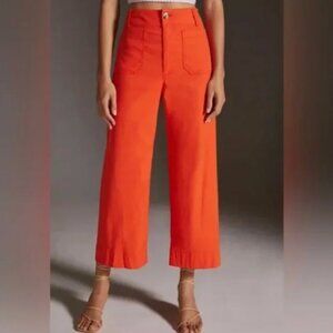 Anthropologie Maeve Bright Orange Colette Cropped Pants